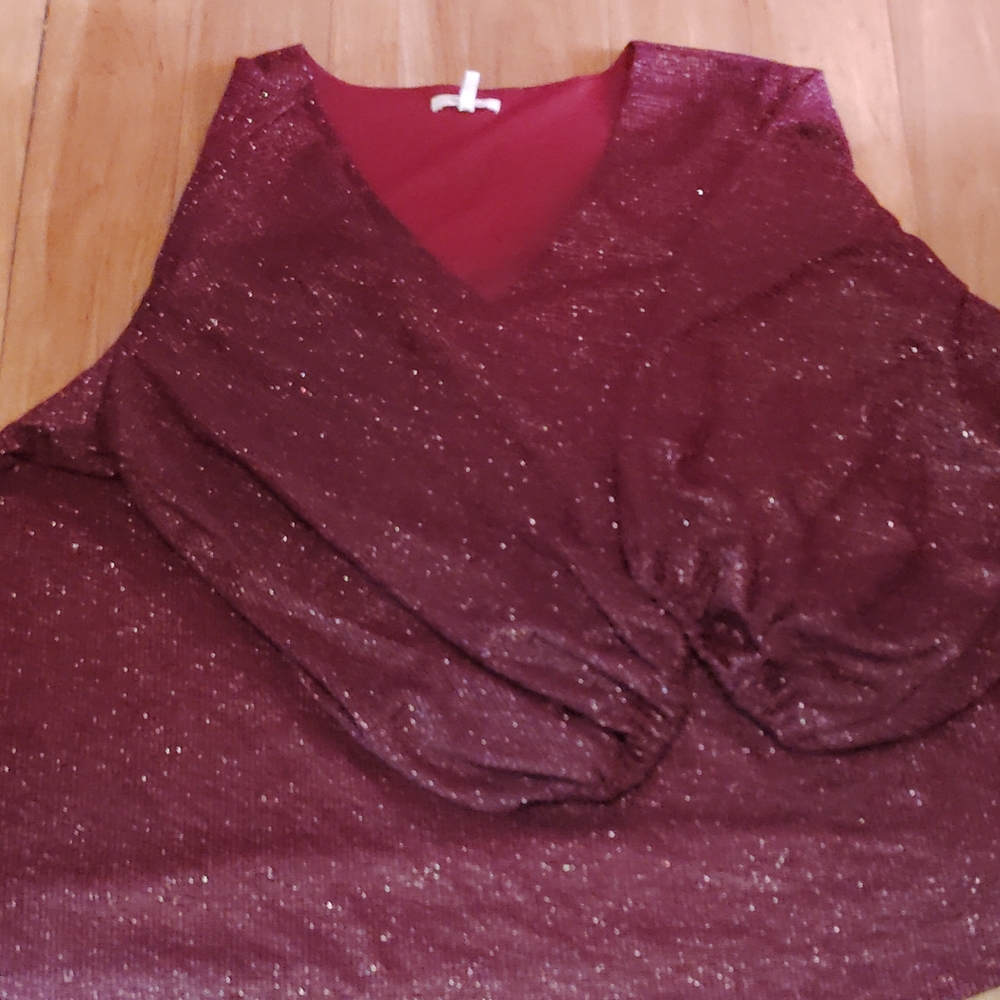 Elegant Burgundy Glitter Top